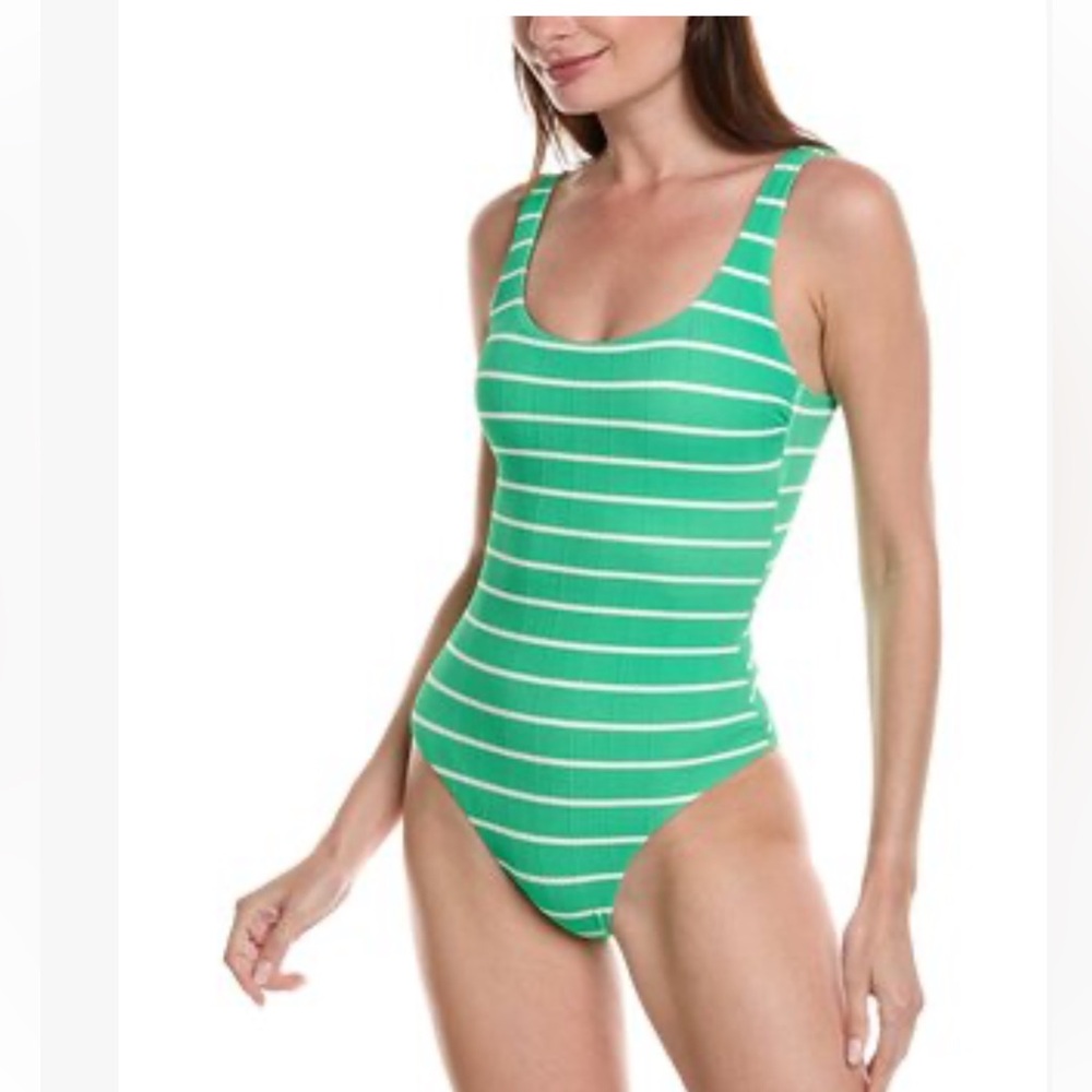 Splendid Swimsuit One piece Prep Club Green and White Stripe NWT